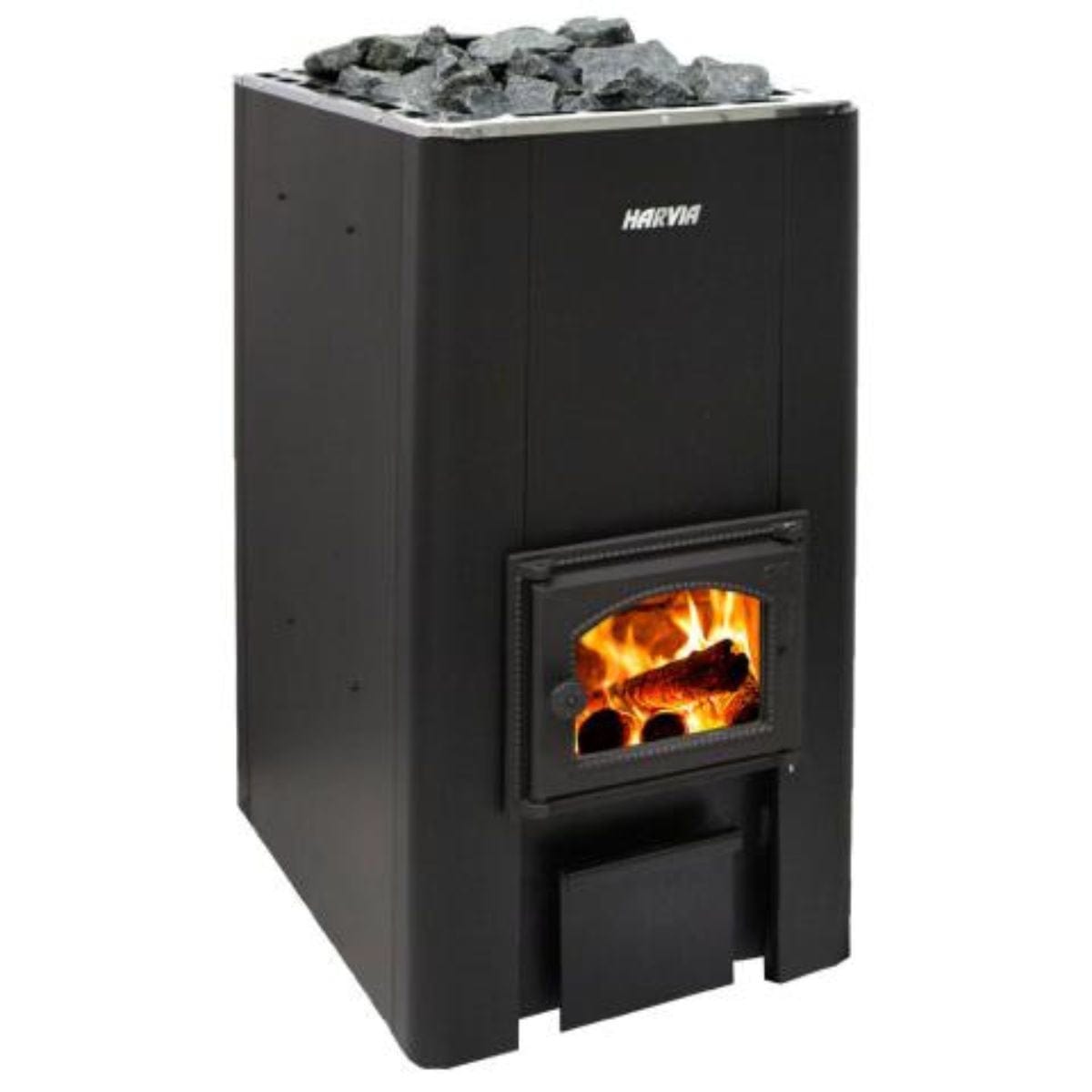 The Harvia 50 SL black wood-burning sauna stove is the king of large heaters