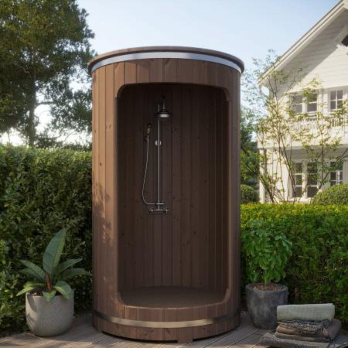 SaunaLife RAIN-Series outdoor barrel showers