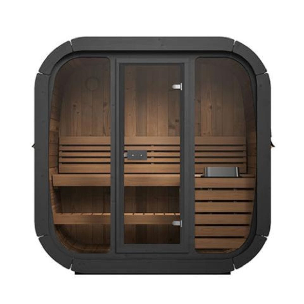 Enjoy the unsurpassed luxury of the SaunaLife Cube-Series Model CL4G outdoor home sauna kit