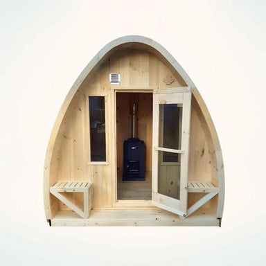 Transform your backyard into a luxurious retreat with a True North Large Pod Outdoor Sauna.