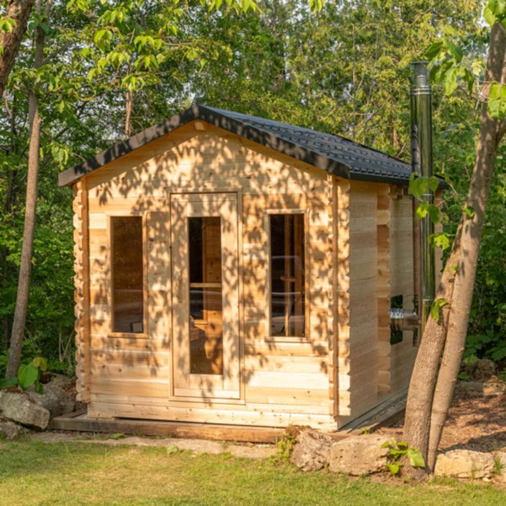 Dundalk LeisureCraft Canadian Timber Georgian Cabin Outdoor Sauna with Changeroom
