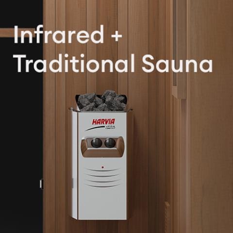 Finnmark FD-4 Trinity Infrared & Steam Sauna Combo 2-Person Home Sauna with Infrared & Traditional Heater 48"W x 48"D x 78"H